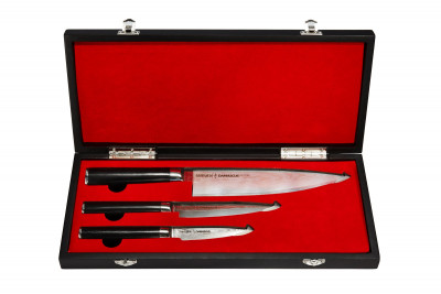 SD-0220/K Набор из 3 ножей "Samura DAMASCUS" в подарочной коробке (10, 21, 85),G-10, дамаск 67 слоев
