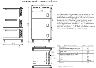 Шкаф жарочный ШЖЭ-3 (глухая нерж. дверка)