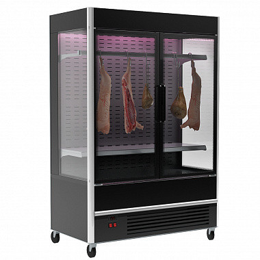 Витрина холодильная серии FC20-07 VV 1,3-3 X7 (распашные двери структурный стеклопакет) (9005 черн.)