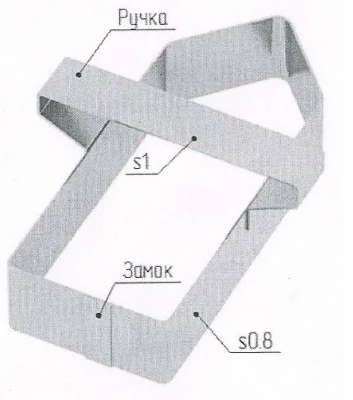 Форма хлеб. сварная "Карандаш" (h=20мм, 150х60мм, вырубка конд., ручка, нерж. сталь)