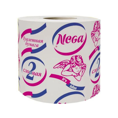 Бумага туалетная Nega, двухслойная белая, 48 рулонов