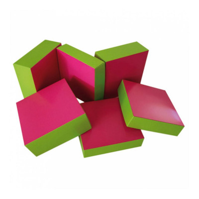 Коробка для кондитерских изделий 18*18*5 см, фуксия-зеленый, картон, Garcia de Pou