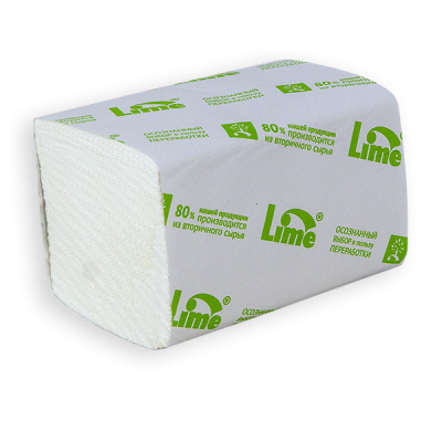 Туалетная бумага в пачках LIME 2-сл, V-укладка, 200 листов, 11*22,5см, белая 17г/м.кв.