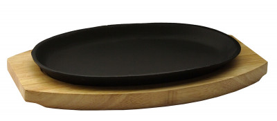 Сковорода овальная на деревянной подставке 270х180 мм [DSU-S-D1]