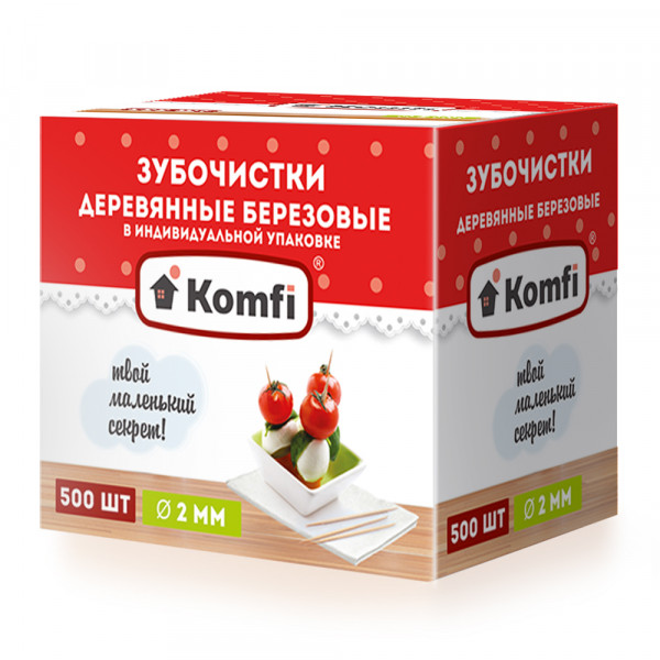 Зубочистки 500 шт в индивидуальной упаковке мятные KOMFI [6925] 3520 в Москве