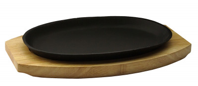 Сковорода овальная на деревянной подставке 240х140 мм [DSU-S-D2]