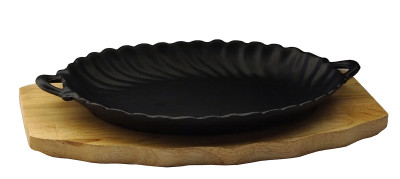 Сковорода овальная на деревянной подставке с ручками 270х190 мм [DSU-S-SD big]
