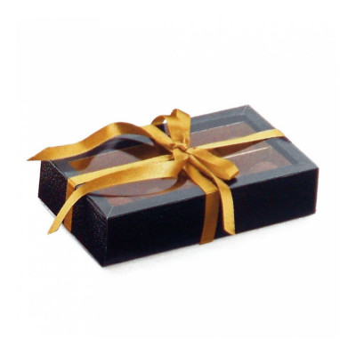Коробка для шоколада с крышкой и разделителями, 14,5*7,5*3,5 см, черная, картон, 50 шт/уп, Garcia de
