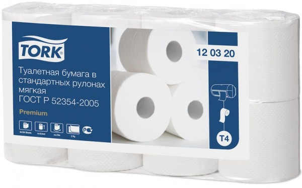 Туалетная туалетная бумага в стандартных рулонах мягкая Tork  в Москве