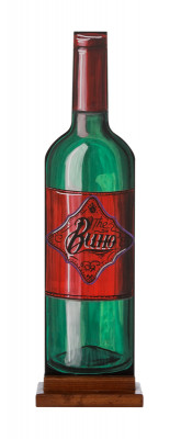Меловая доска «Бутылка вина» 130х500 мм на подставке с росписью