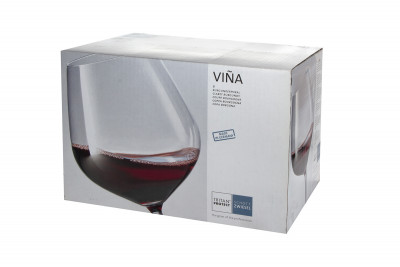 Набор бокалов для вина Bordeaux 750 мл, h=22,1 см, d=11,1 см, VINA, хрустальное стекло, 6 шт.