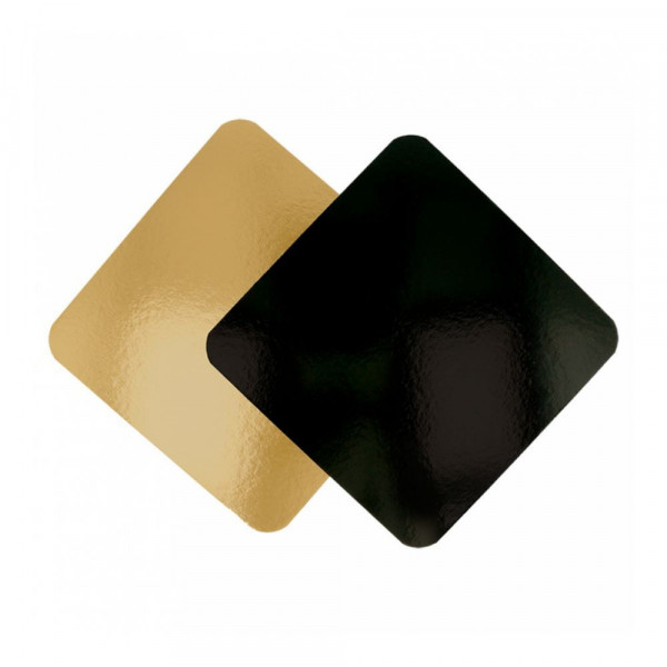 Подложка кондитерская двусторонняя 24*24 см, золотая/черная, картон, 50 шт в Москве